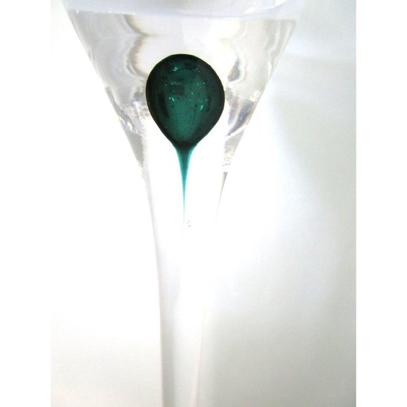 Orrefors Intermezzo Green Teardrop Stem Tall Goblet Wine EUC Sweden Discontinued - Picture 6 of 12